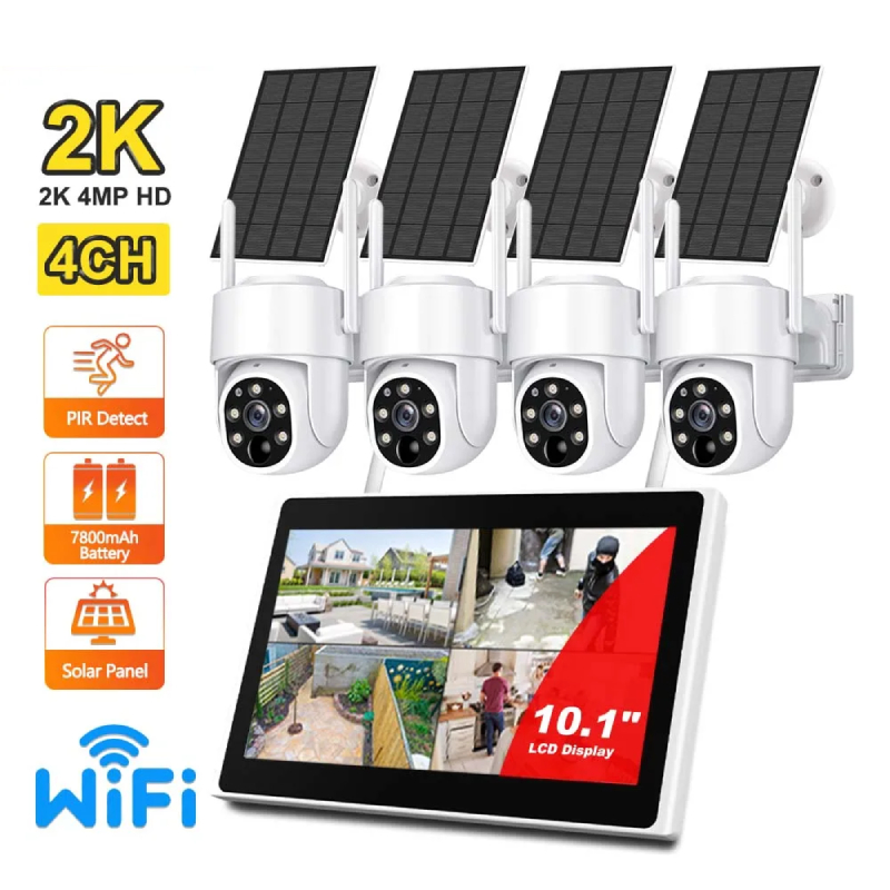4MP Solar IP Camera Security Protection System Kit Outdoor 10CH NVR 10 ...